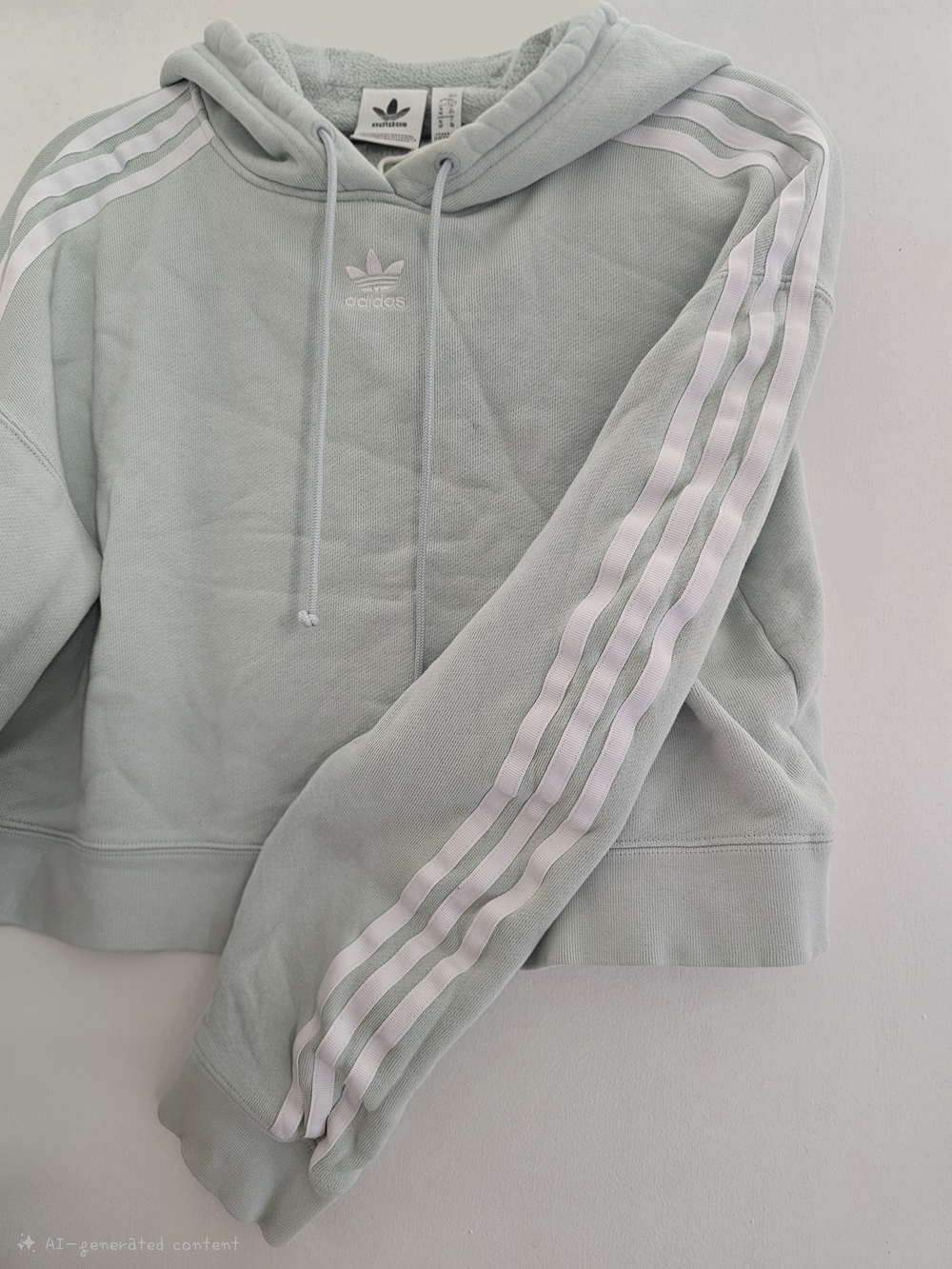 Adidas Trefoil Light Mint Cropped Hoodie with White Stripes